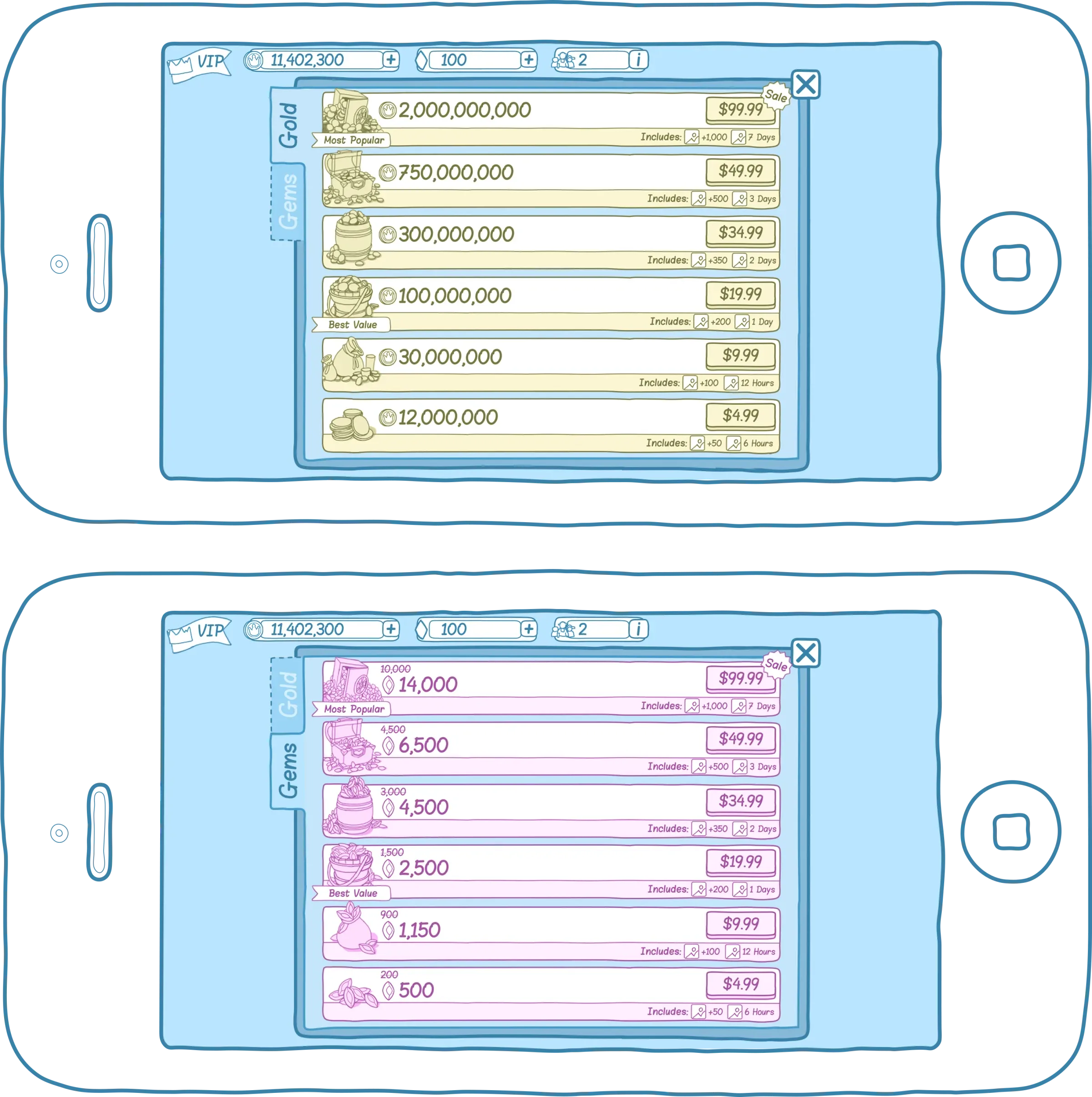 Store wireframe iteration