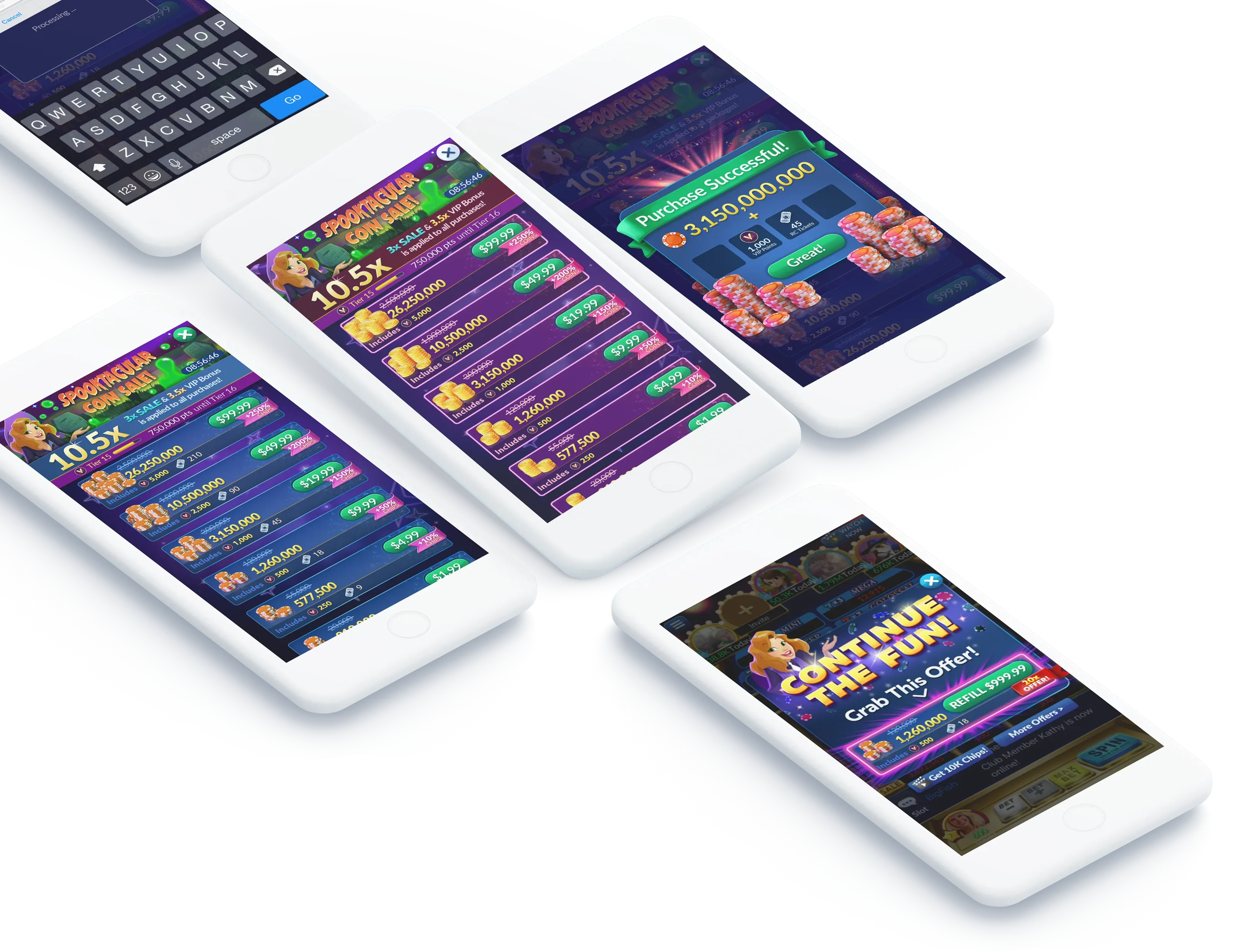 The redesigned store on five phones