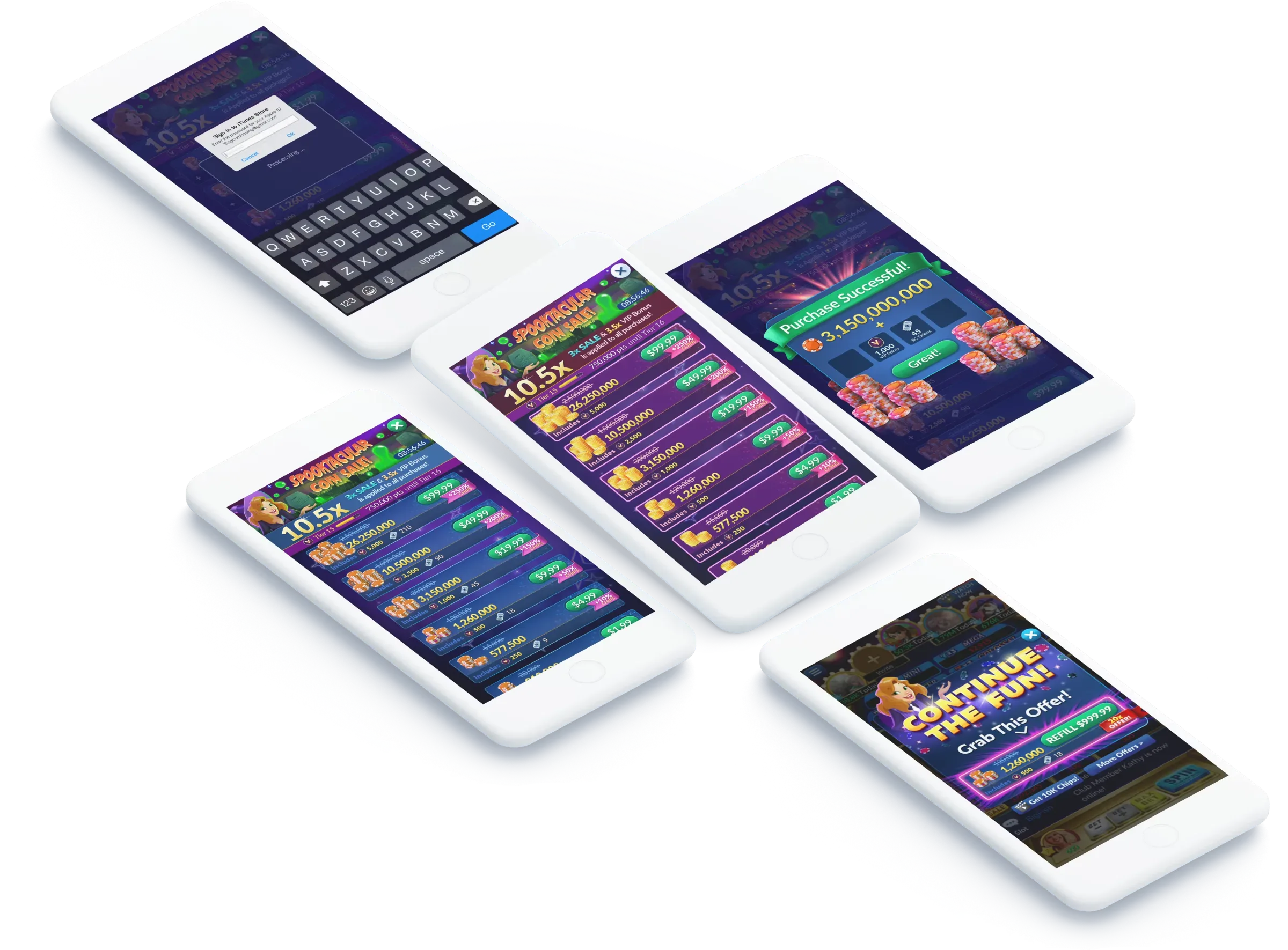 The redesigned store on five phones