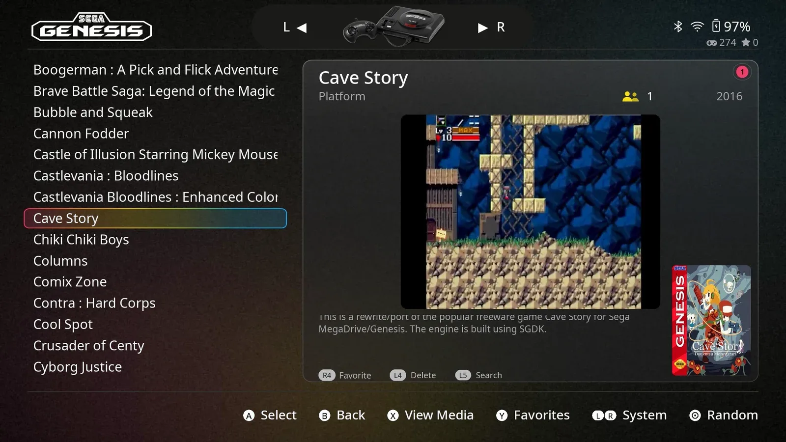 A game's detail view with gameplay preview and box art