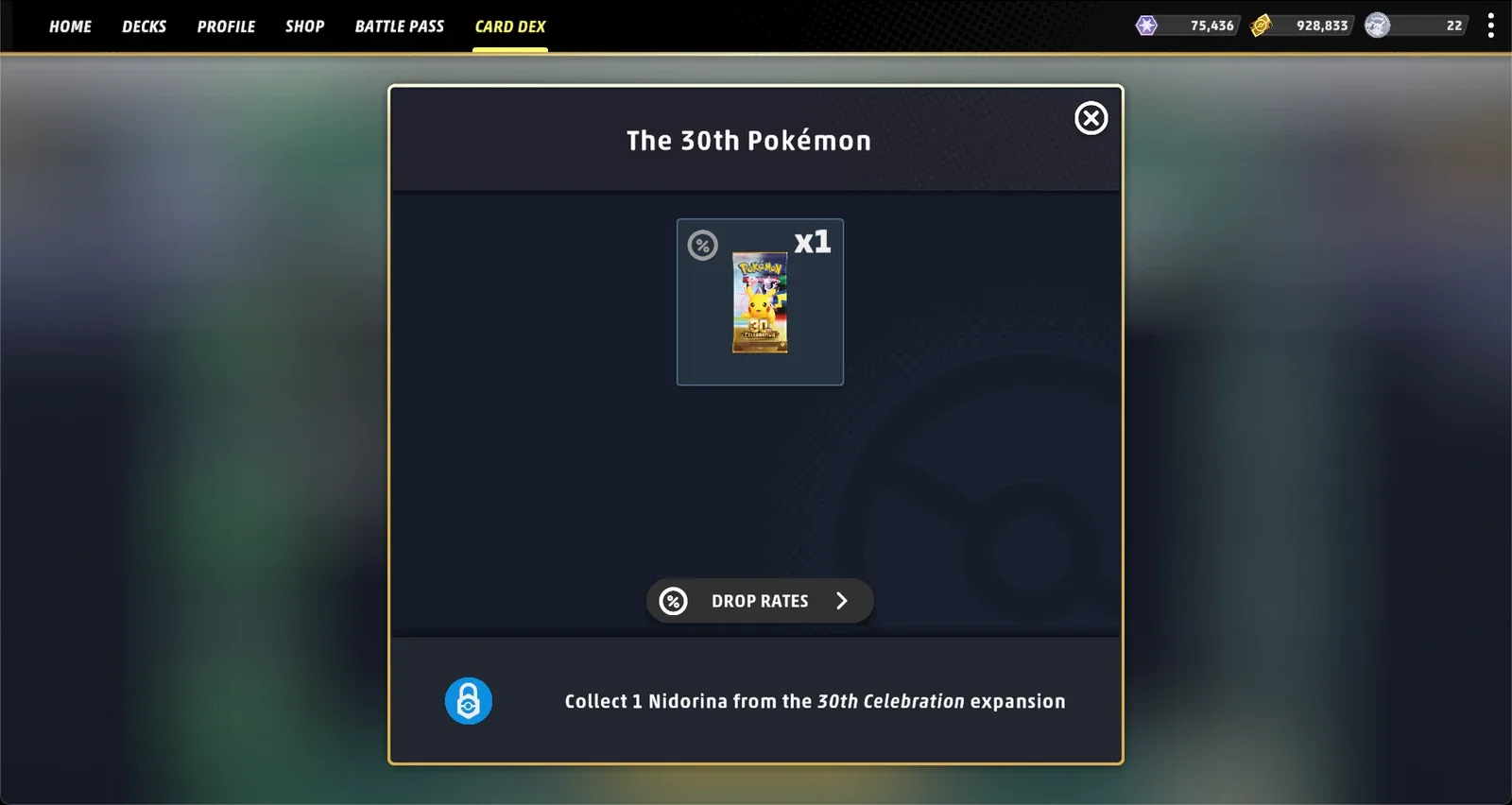 Live mission rewards preview: a 30th Celebration booster pack
